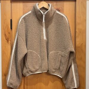 Old Navy Cozy Tan Sherpa Half-Zip Pullover